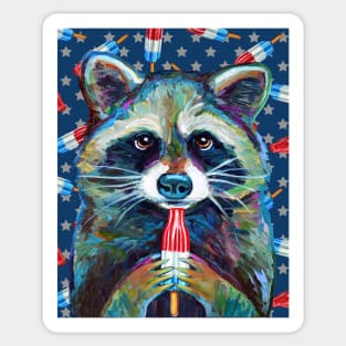 Raccoon with ROCKET POP by Robert Phelps Sticker